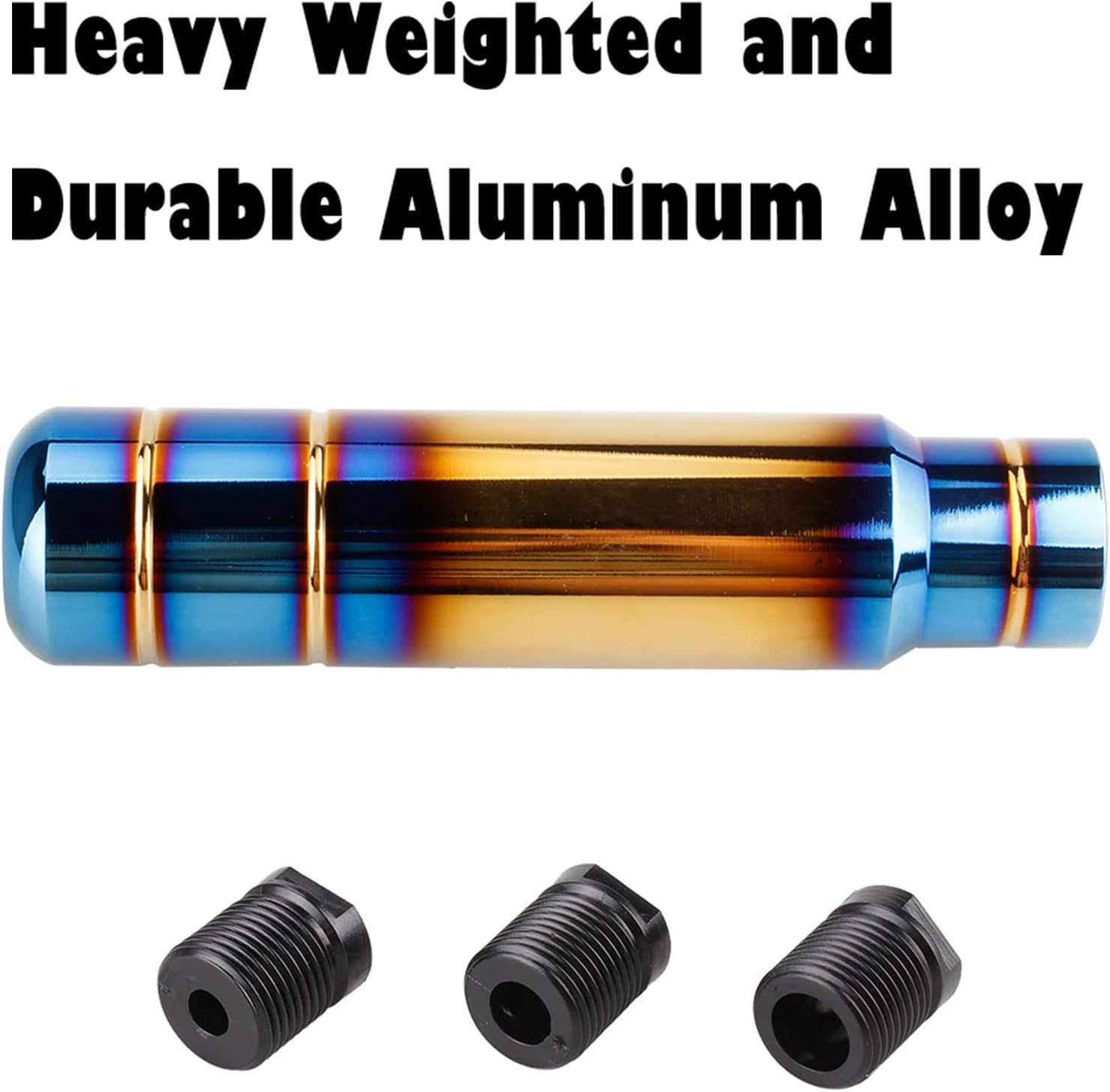 BARTOO Aluminum Alloy Heavy Weighted Shifter Knob, 5" Auto Gear Shift Knob, Car Gear Lever Stick Shifter Handle,With 3 Threaded Adapters M8 M10 M12,Fit Most Automatic Manual Vehicle(Gold Plated) image number 1