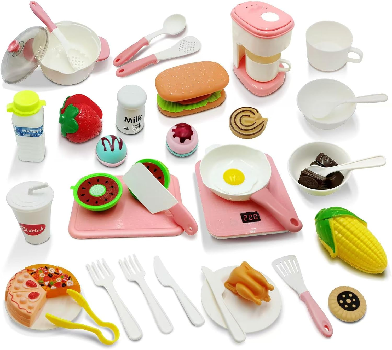 48-Piece Toddler Cooking Set with Realistic Stove & Utensils &ndash; Pretend Play Kitchen Toys for Kids (3-8 Years) Bpa-Free, Skill-Developing, Christmas Birthday Gift