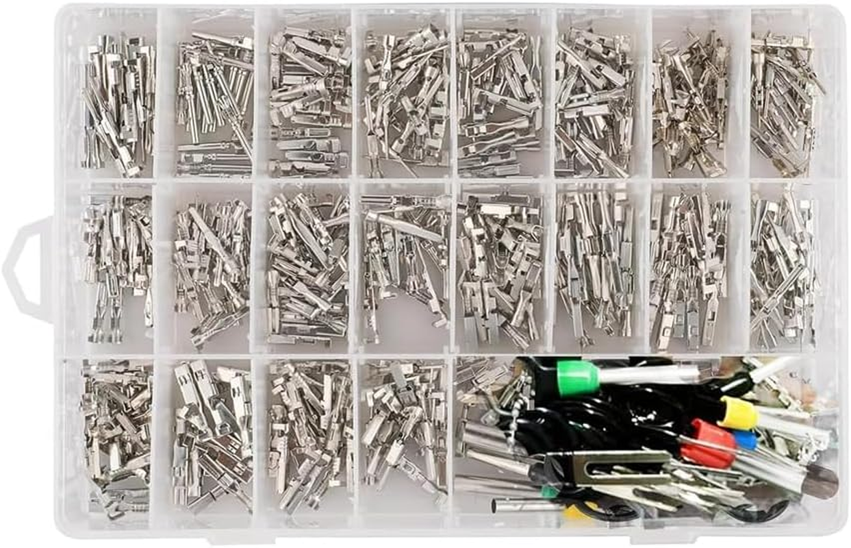 340Pcs 1/1.5/1.8/2.2/2.8/3.5Mm Terminal Pins Wire Harness Pin Male Female Automotive Electrical Connector Kit Car Wire