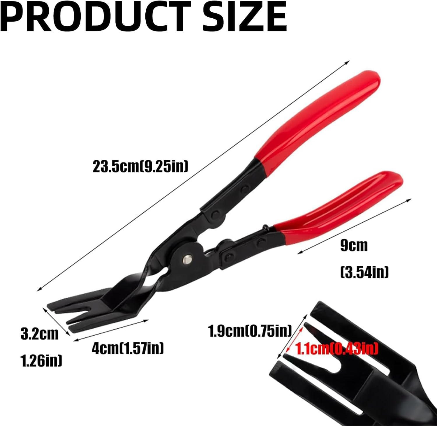 Panel Clip Removal Pliers, Automotive Trim Removal Tool for Push Pins & Clips, Car Door Panel and Interior Trim Tool, Red