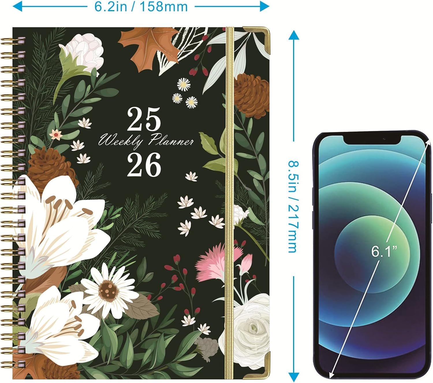 2025-2026 Daily Planner - Weekly Monthly Planner 2025-2026 from July 2025 to June, 8.5" X 6.2" Student Planner, School, Colorful,Romantic Flower image number 3