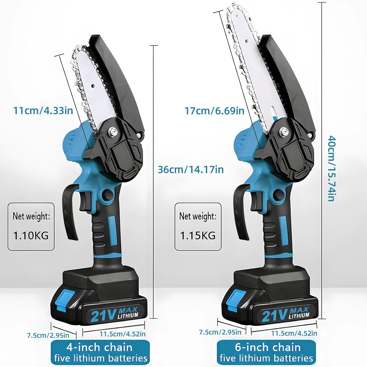 Mini Chainsaw Cordless 6 Inch & 4 Inch, 21V Chainsaw with 2 Batteries, Chain Saw Power Tools, Hand Tools Pruning Saw for Graden Wood Cutting Tree Cutting Trimming DIY Projects Gardening Camping image number 3