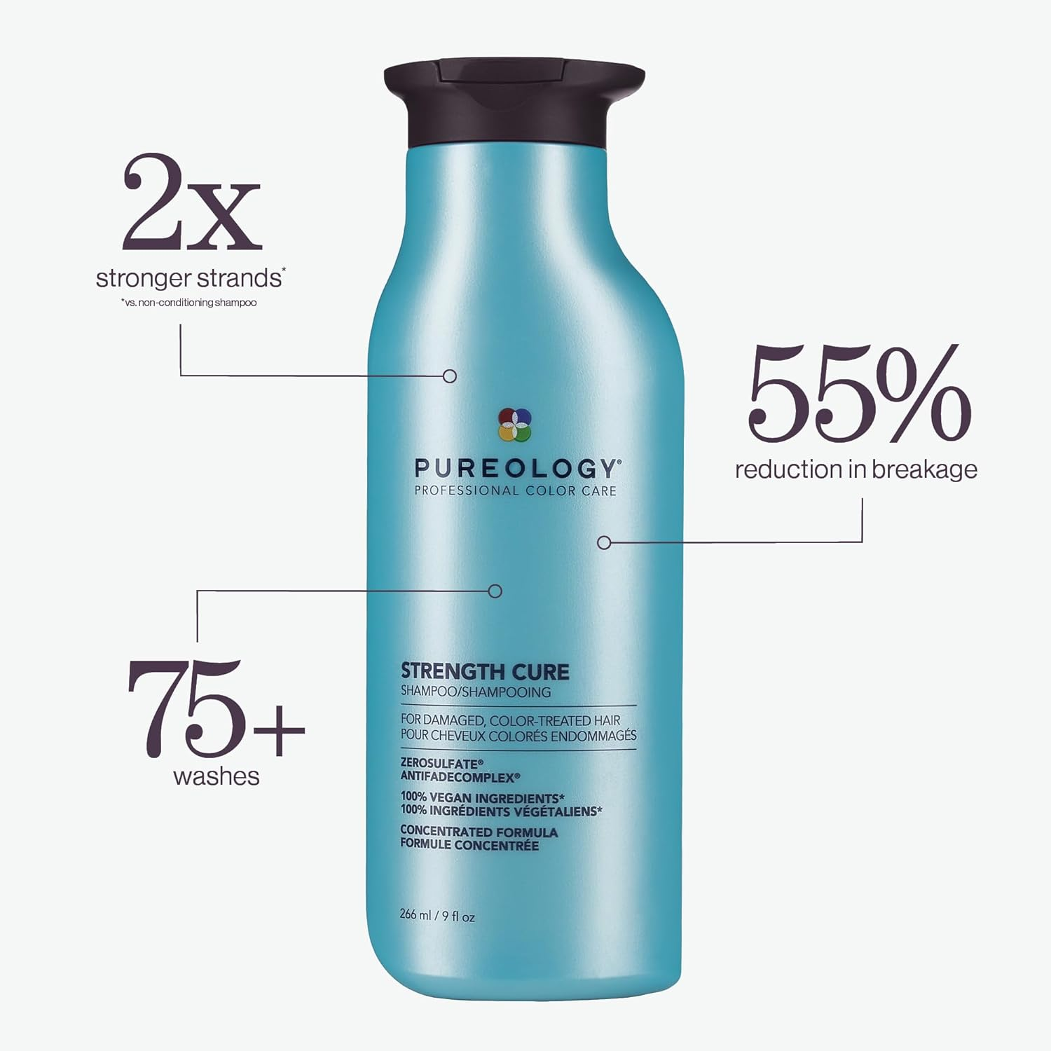 Pureology Strength Cure Conditioner | for Damaged, Color-Treated Hair | Softens & Strengthens Hair | Sulfate Free | Vegan | 266Ml image number 6