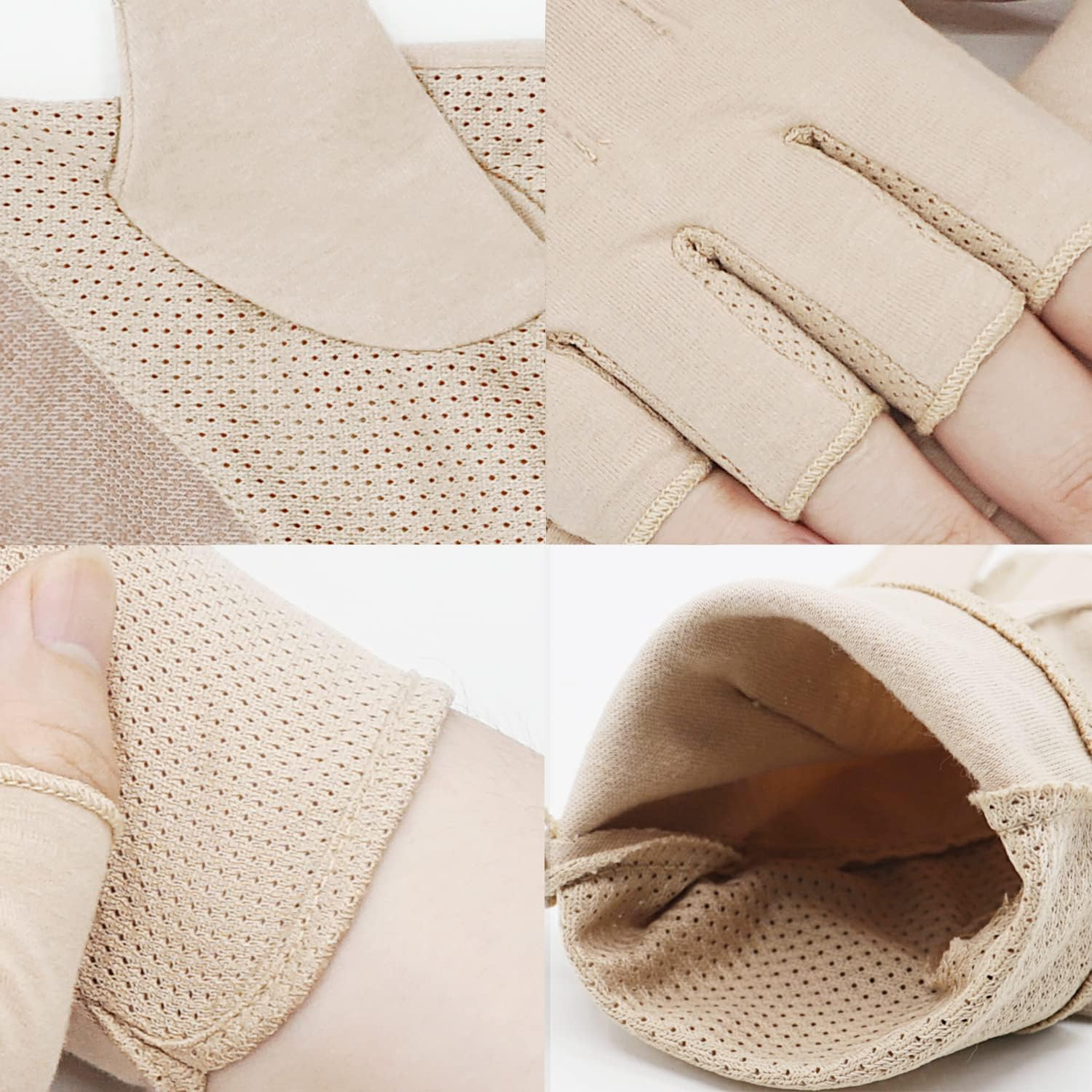 Bienvenu Mens Summer UV Protection Half Finger Outdoor Hiking Driving Cycling Riding Cotton Breathable Sunblock Gloves image number 3