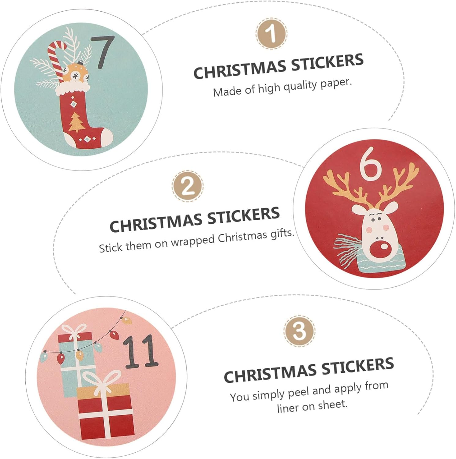 10Sheets Christmas Number Stickers Countdown Decals for Holiday Cards Bags Styles for Festive Decor for Advent Calendars Party Favors image number 1
