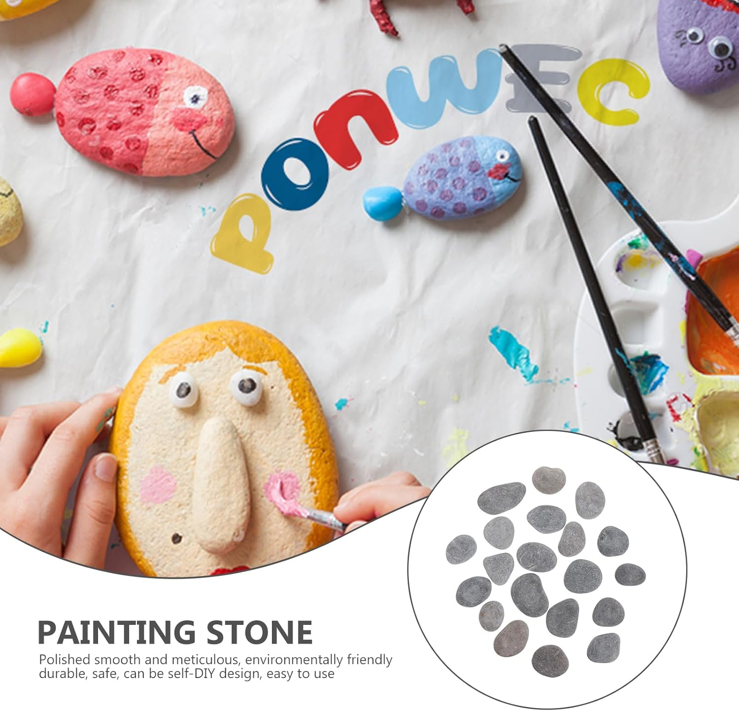GANAZONO 1 Set Painting Rock Natural Rocks Kindness Rocks Crafting Party Pack Bundle River Stones Rocks Flat Smooth Rocks Cobblestone for Painting Crafts image number 3