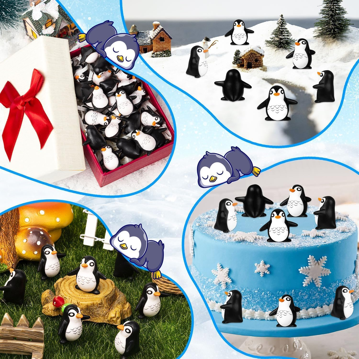 30 Pcs Mini Penguin, Mini Resin Penguin, Tiny Animals Miniature Figurines, Cute Cupcake Toppers Fairy Garden Miniature Landscape Ornaments for Home D&eacute;cor, Cake Decoration, DIY Crafts image number 3