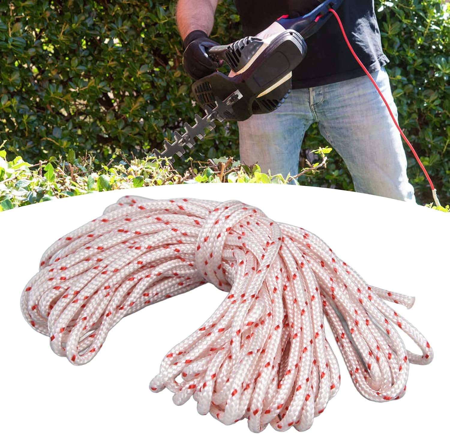 Lawn Mower Nylon Rope, Chain Saw Pull Cord Recoil Starter String Rope Replacement Edger Brush Cutter Engine Parts Cord Recoil for String Trimmer Edger Craftsmans 10 Meter(3.0Mm) image number 4
