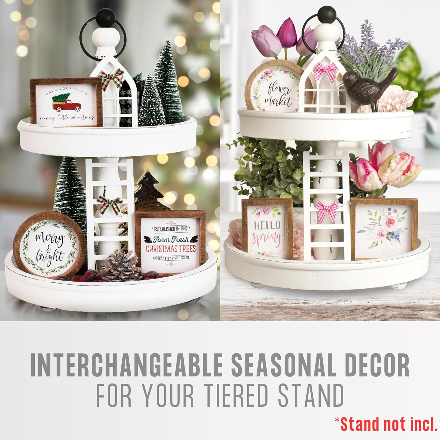 The Ultimate Farmhouse Tiered Tray Decor Set - Beautiful Year round Seasonal & Fall Holiday Decoration Bundle - the Perfect Lemon and Summer Centerpiece Design for Home & Kitchen Decor image number 1