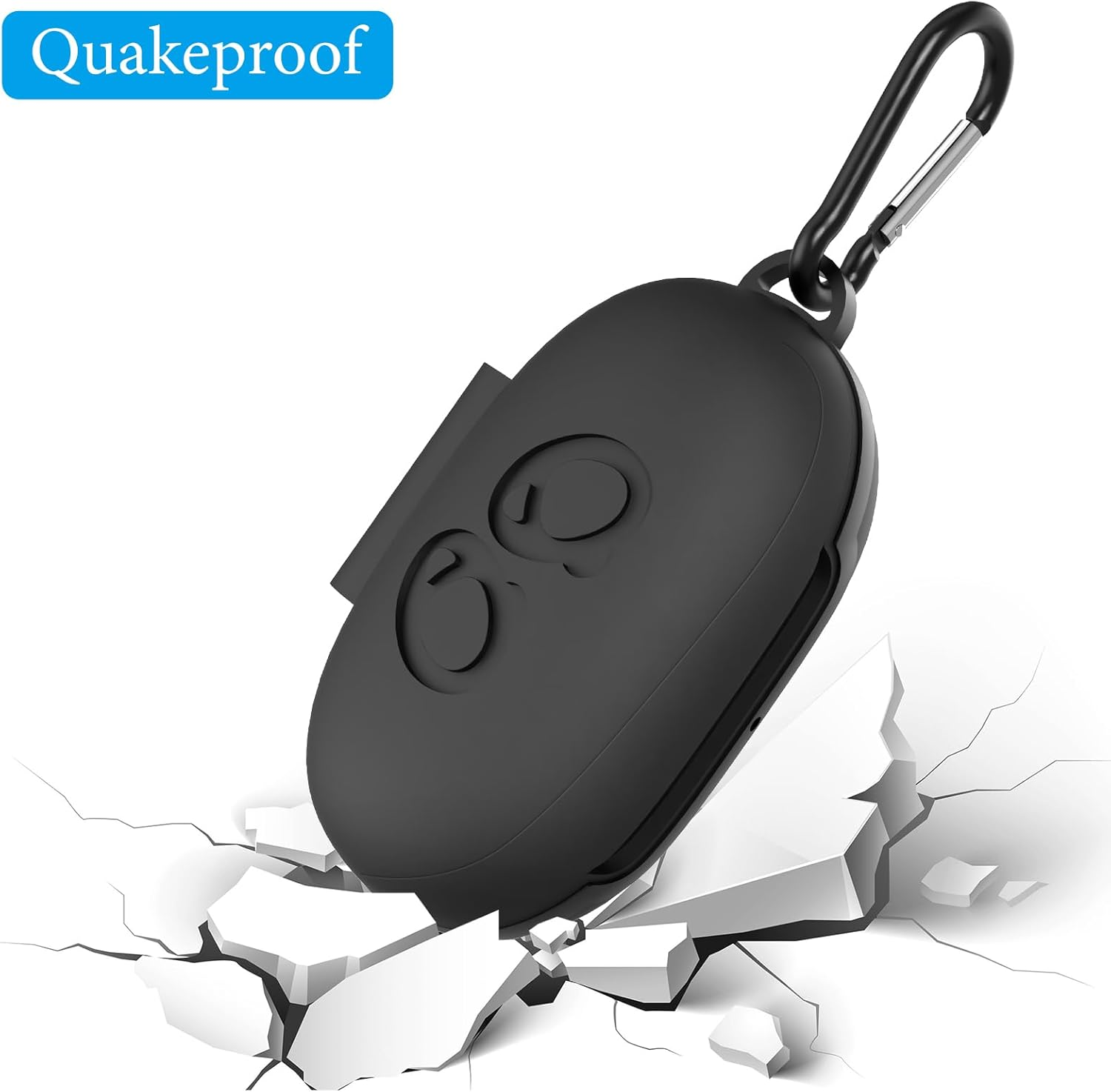 Geekria Silicone Case Cover Compatible with Samsung Galaxy Buds+ plus True Wireless Earbuds, Protective Carrying Case with Keychain Hook, Charging Port Accessible - Black image number 2