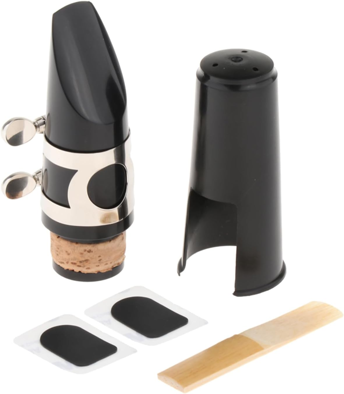 Clarinet Mouthpiece Kit, Includes Ligature+Clarinet Mouthpiece Cushions+Clarinet Reed 2.5+Black Clarinet Mouthpiece Plastic Cap image number 2