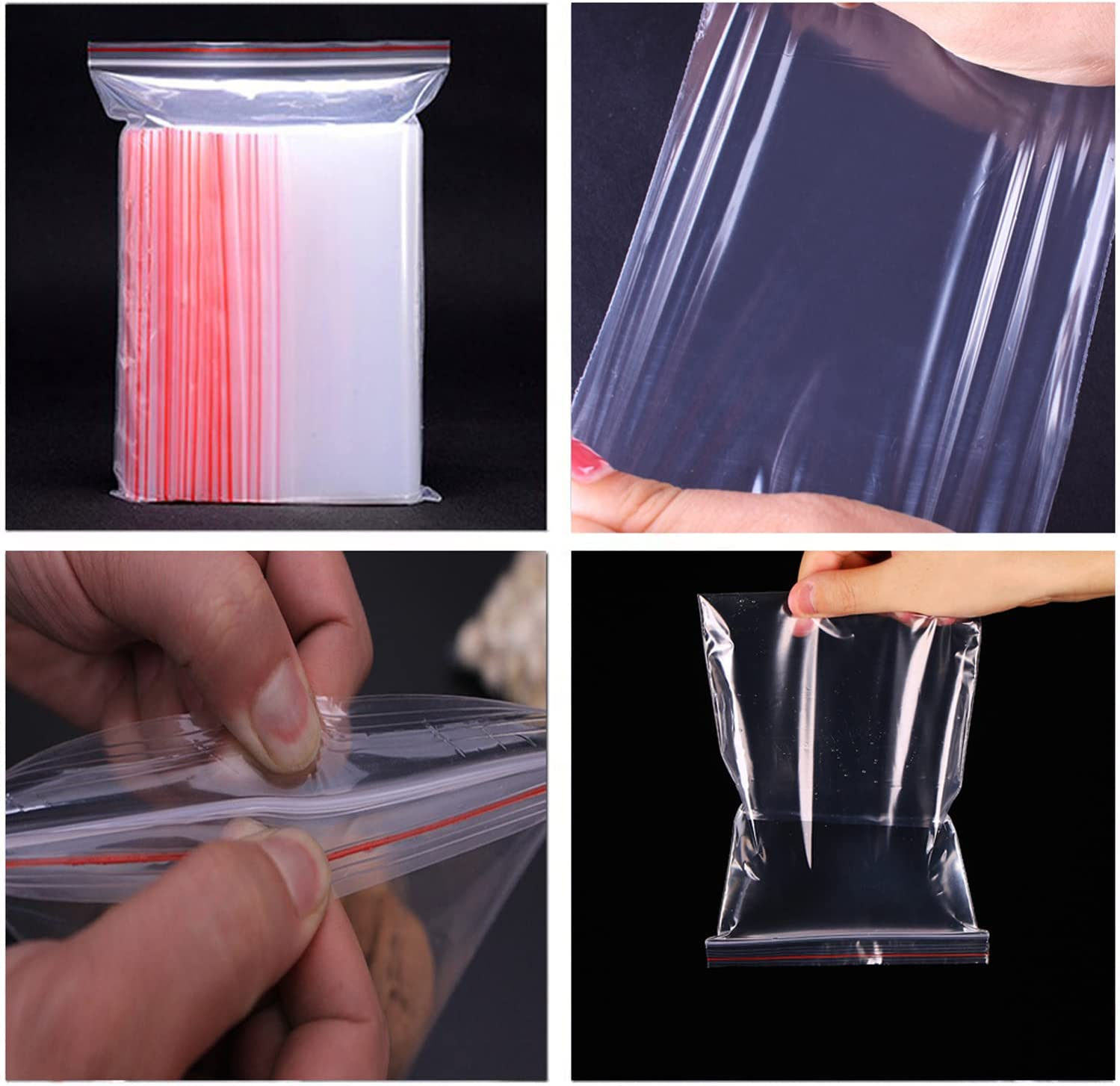 100Pcs Resealable Clear Zipper Poly Bags, Reclosable Ziplock Plastic Storage Packaging Bags for Jewelry, Food, Candy, Nut (5X7.5 Inches) image number 6