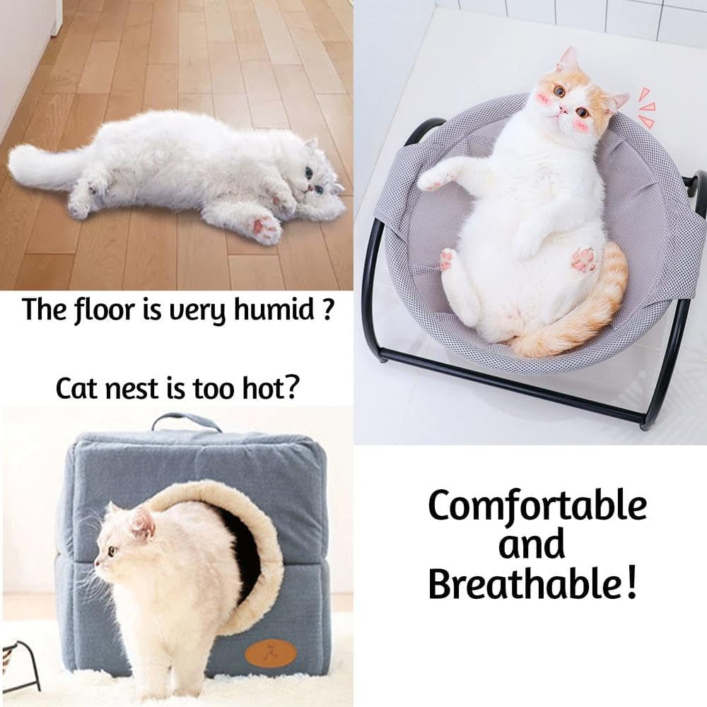 Cat Hammock Bed, Extra Large Pet Hammocks for Indoor Cats or Dogs, Cat Sleeping Beds with Removable Washable Breathable Mesh, 45 * 42 * 23Cm, Grey image number 2