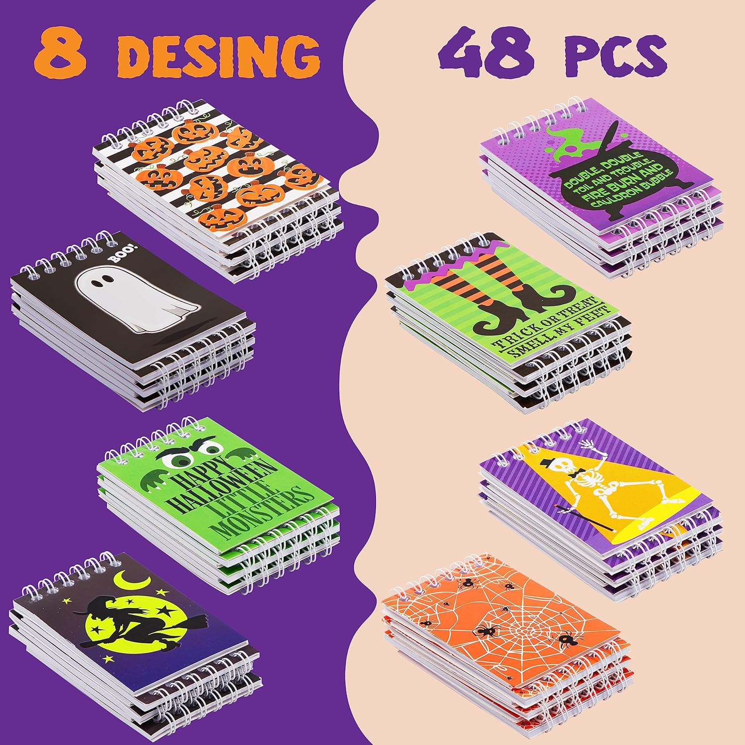 JOYIN 48 PCS Halloween Spooky Notepad Set in 8 Designs, Halloween Note Pads for Kids Trick or Treating, Stationery Prizes and Treats, Goodies Bags Fillers, School Classroom Party Favors Supplies Gifts image number 3