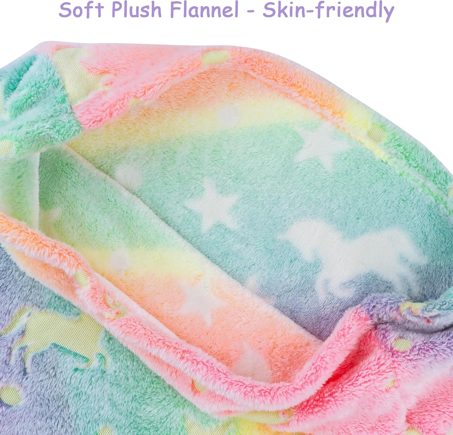Kids Glow in the Dark Mermaid Tail Blanket - Unicorn Gifts for Girls, Soft Flannel Fleece with Rainbow Ombre Fish Scale Design, 100 X 43 Cm - Glow In Unicorn image number 4