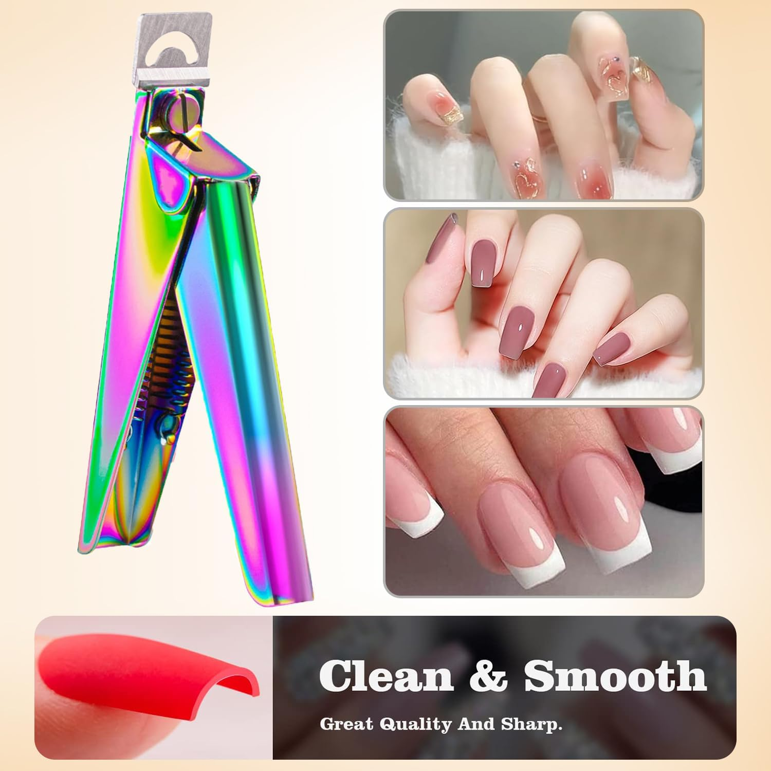 Rainbow Stainless Steel Nail Clippers for Acrylic Nails - Professional Cutter Trimmer Tool for Salon & Home Manicure - Adjustable & Durable - Enhance Your Nail Art Experience! image number 5