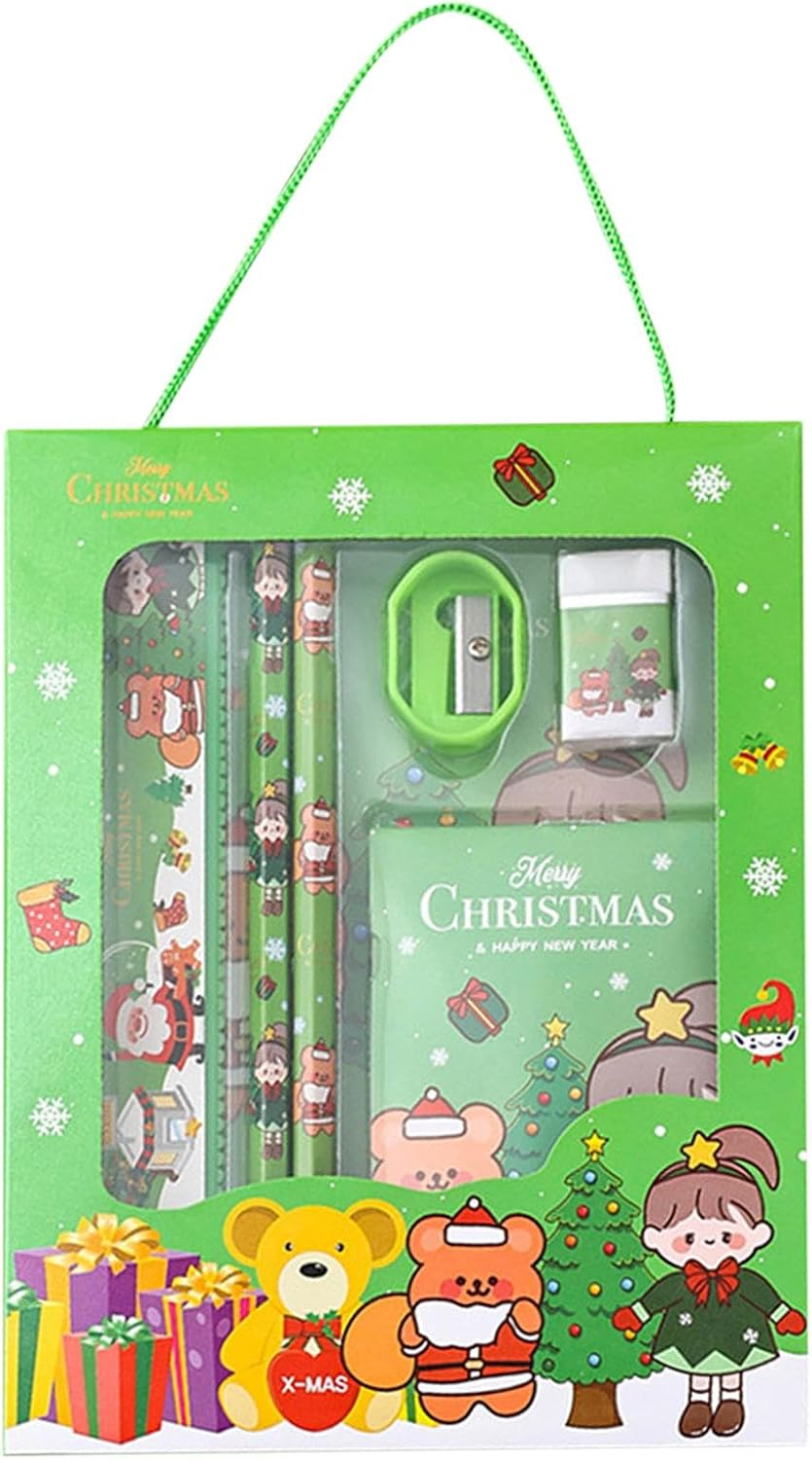 Christmas Stationery Sets for Kids,Student Christmas Stationery Set of 6 - Christmas School Party Favors, Fashionable Multiple Colors Festive Stationery Supplies for Christmas Birthday image number 3