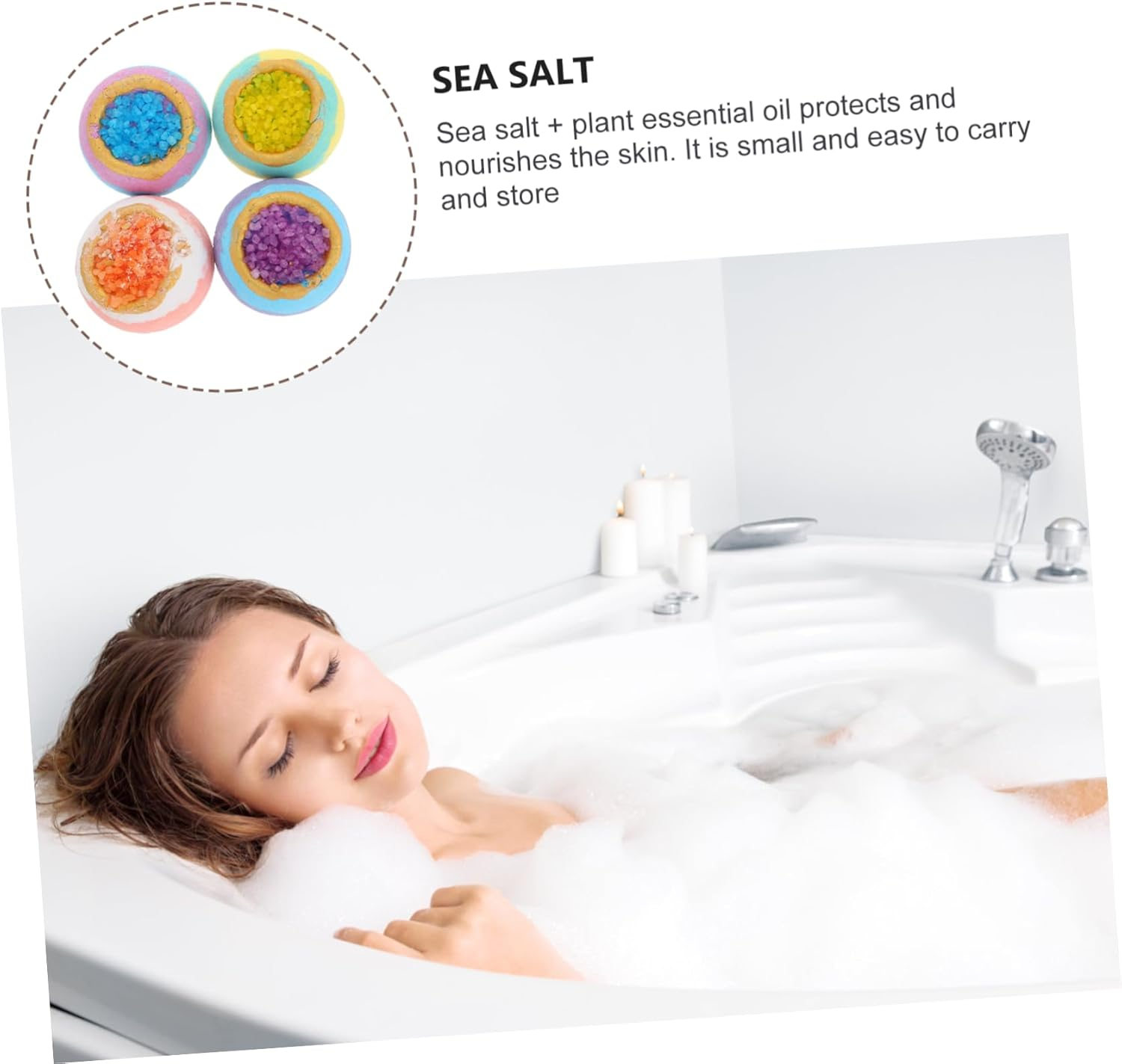 Minkissy 4Pcs Bath Salt Ball Moisturizing Bath Natural Sea Salt Materials Portable Tub for Kids Shower Shower Bubble Ing Balls Take a Spa Sea ​​Salt image number 3