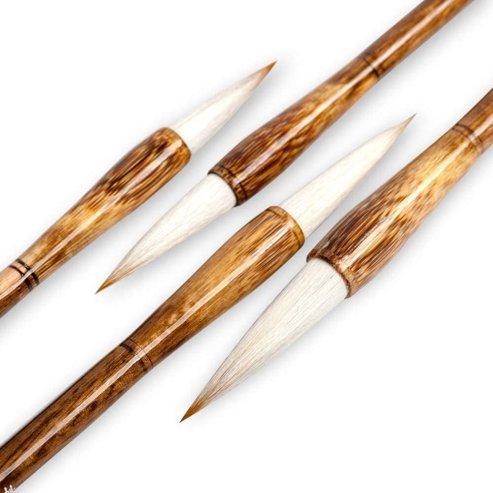 High-Grade Shanlian Hubi Fine Chinese Calligraphy Brush Set- Wolf Goat Hair Doubled Both Brush - Brown image number 2