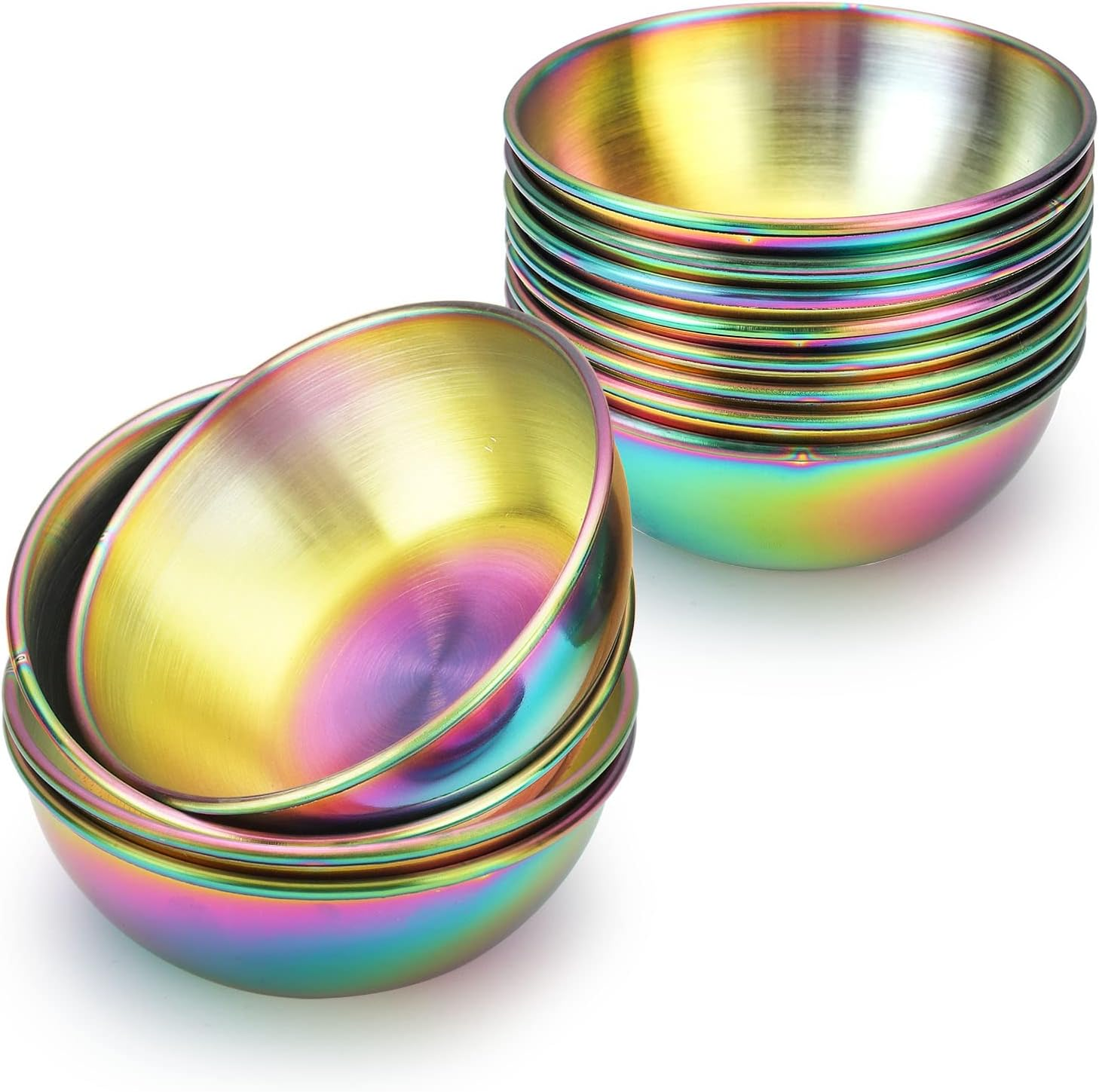 12Pcs Sauce Dishes 3.2 Inch Stainless Steel round Seasoning Dishes Bowls Condiment Cups Sushi Dipping Small Dish Bowl Saucers Mini Appetizer Plates Silver Color