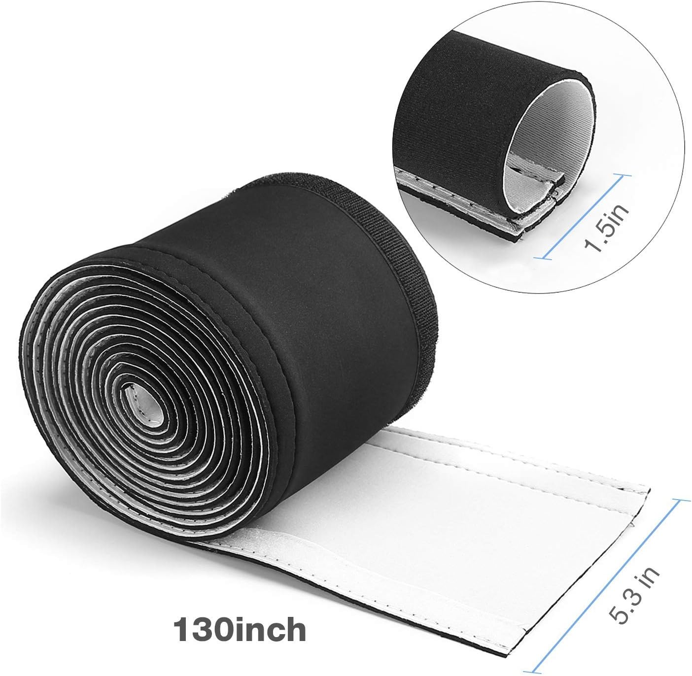 JOTO 3M X 13.5CM Cable Management Sleeve (130" X 5.3"), Cuttable Neoprene Cord Management Organizer System, Flexible Cable Wrap Cover Wire Hider for Desk TV Computer Office Home Theater -Reversible image number 5