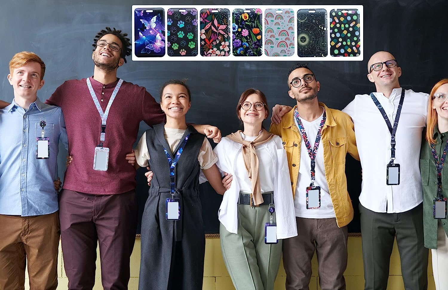 Purple Butterfly Retractable ID Badge Holder with Detachable Lanyard, Fashionable Badge Reel Heavy Duty with Carabiner Clip Lanyards for Keys USB Nurse Medical Student Teacher Office Women Men Gifts image number 6