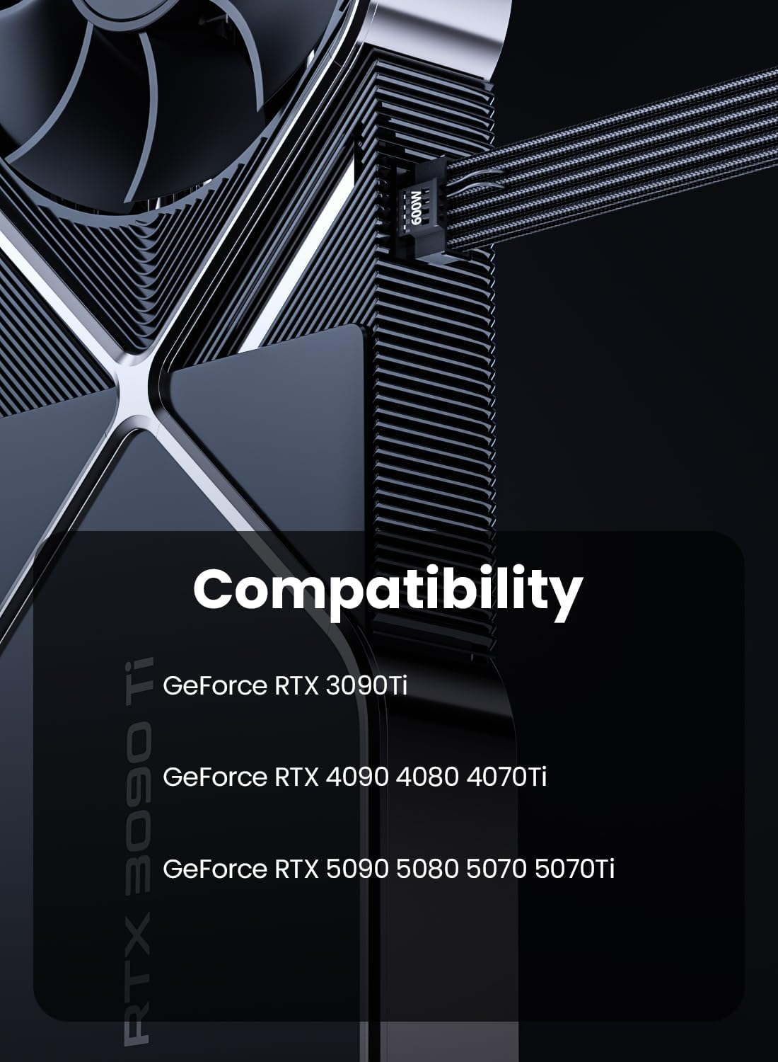 Fasgear Pci-E 5.0 12V-2X6 Extension Cable 40Cm 16Pin(12+4) 12VHPWR Male to 4X8(6+2) Pin Female Power Cable 16AWG Tinned Copper Compatible for GPU RTX 3090Ti 4070 Ti 4080 4090 5070 5070Ti 5080 5090 image number 2