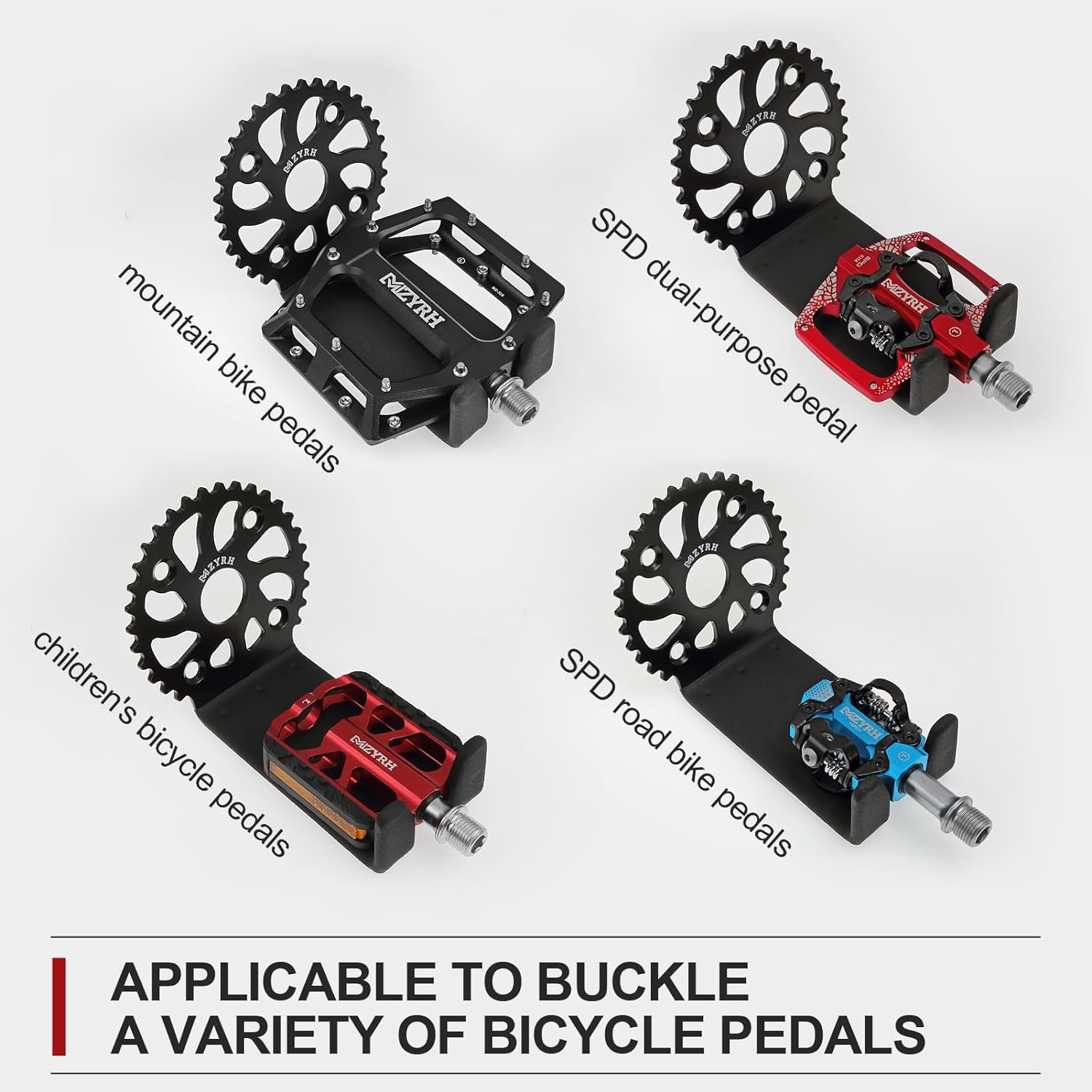 MZYRH Bike Wall Mount, Pedal Hanger for Indoor Storage, Heavy Duty Rack for Garage or Home, Hold Hooks for Road and Mountain Bikes (2 Pack) image number 1