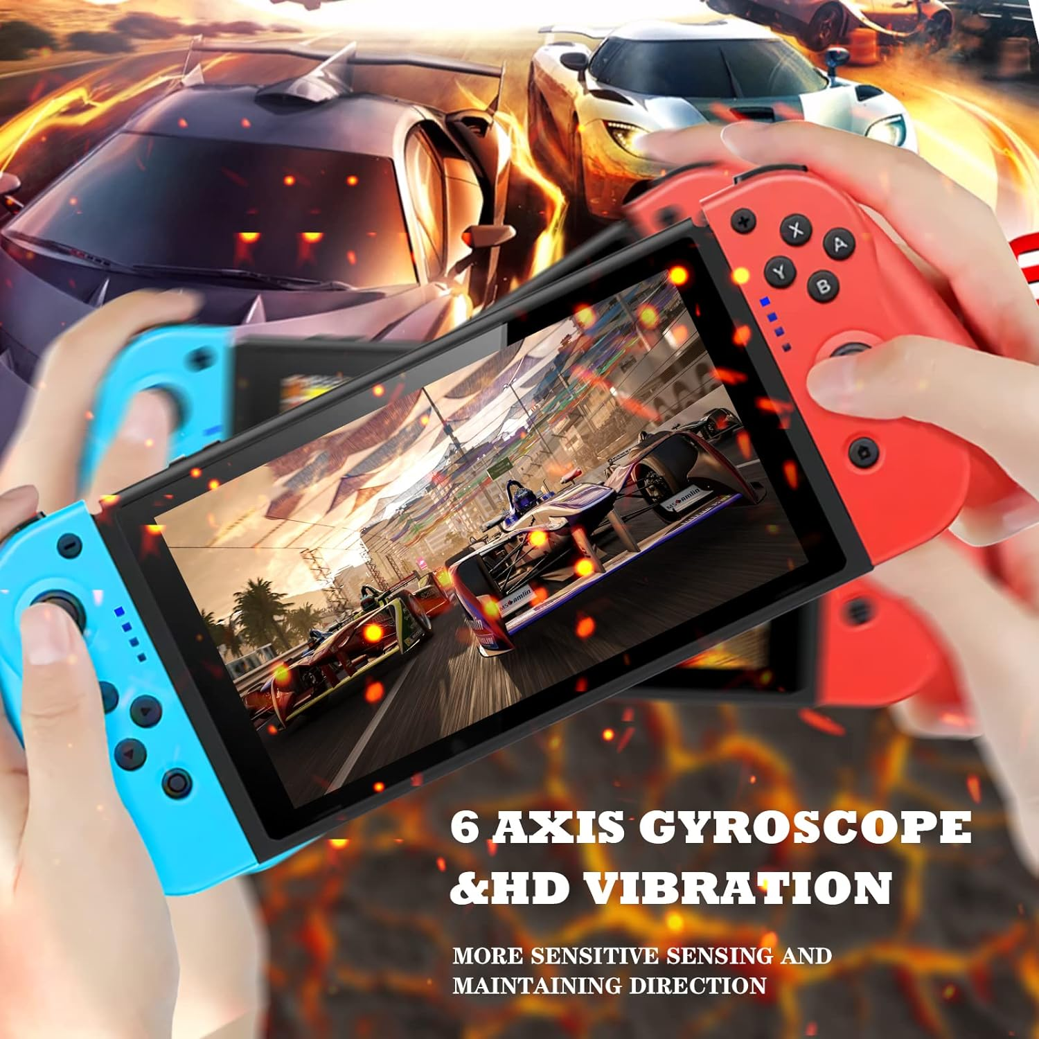 Switch Controller Wireless Gamepad for Switch, Switch Lite Controller with Rechargeable Remote, Double Shock and 6-Axis Gyro, Compatible with Switch/Switch Pro(Red+Blue) image number 6