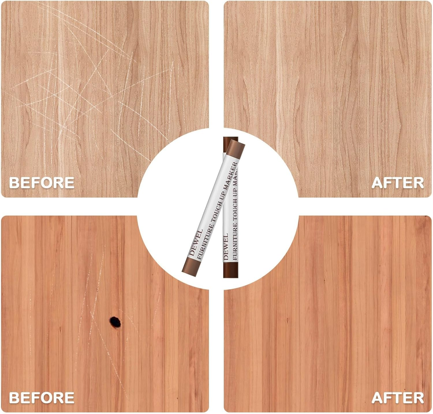 DEWEL Wood Filler Sticks, 10 Pcs Furniture Crayons for Scratches, Touch up Wax Sticks, Upgrade Furniture Repair Wax Crayons Kit for Scratches, Holes, Floor, Table, Laminate, Carpenters image number 2