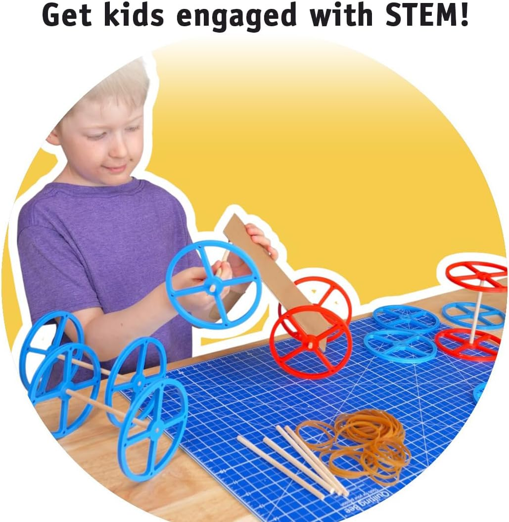 Large Plastic Project Wheels - 20 Wheels, 20 Rubber Bands, 10 Dowels, and a Project Idea - 4.75 Inch Wheel Diameter and 1/4 Inch Axel Hole image number 3