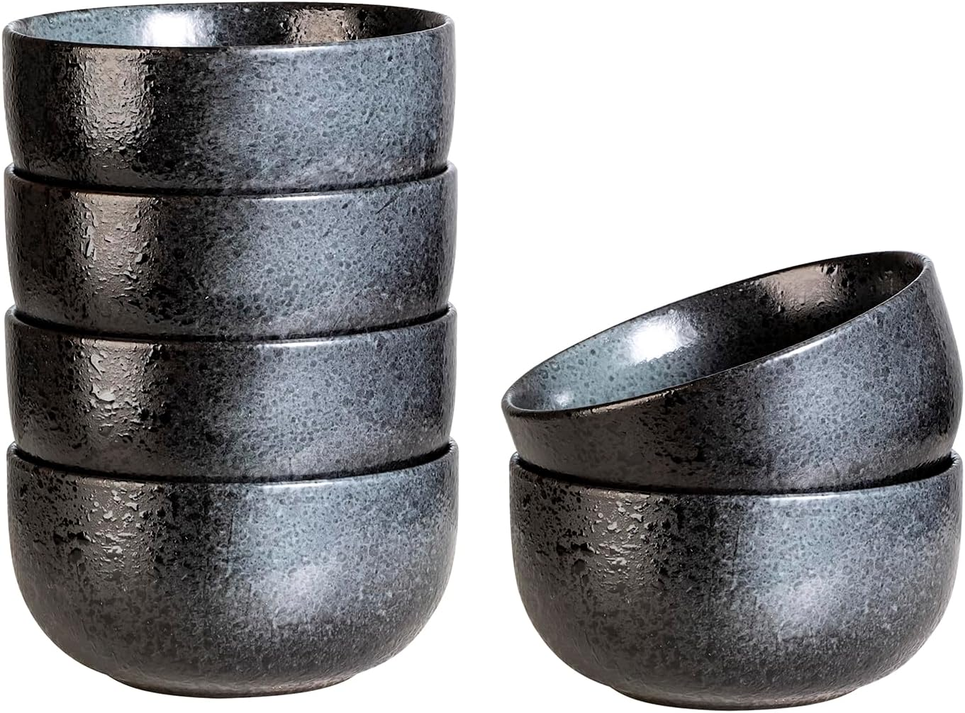 S&Q'S Ceramics Ceramic Small Bowls for Kitchen, Set of 6, 10 Ounces Small Ceramic Bowls for Condiments, Dipping, Side Dishes (Glazed Matte Off-White), (TSW)