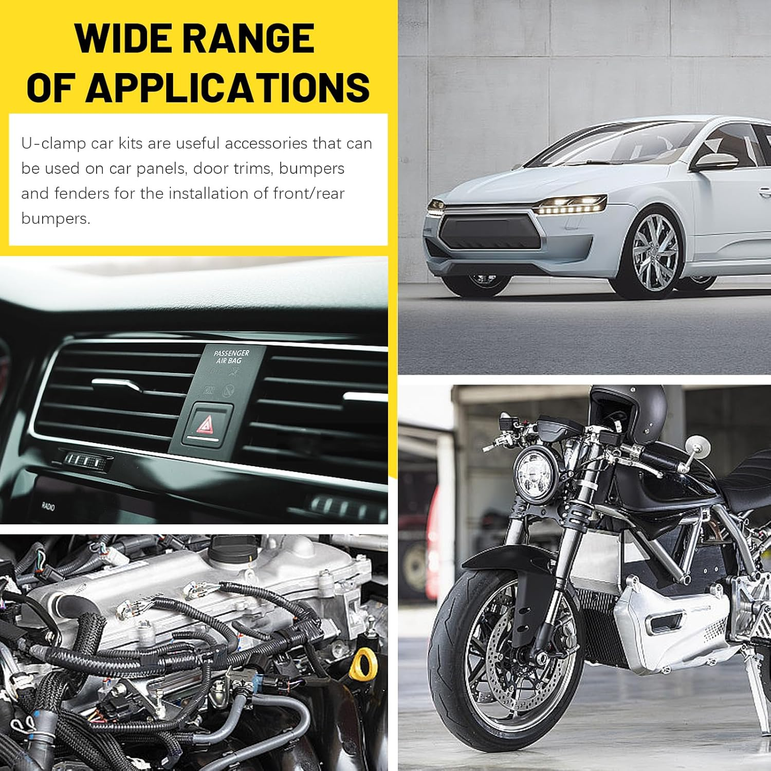 50Pcs M4 M5 M6 M8 304Stainless Steel Auto Car U-Clip, Automotive U Nut Clips U-Style Clip-On Nuts U Fastener Clips U Clip Nuts for Engine Fender Bumper Dash Door Panel Interior image number 2