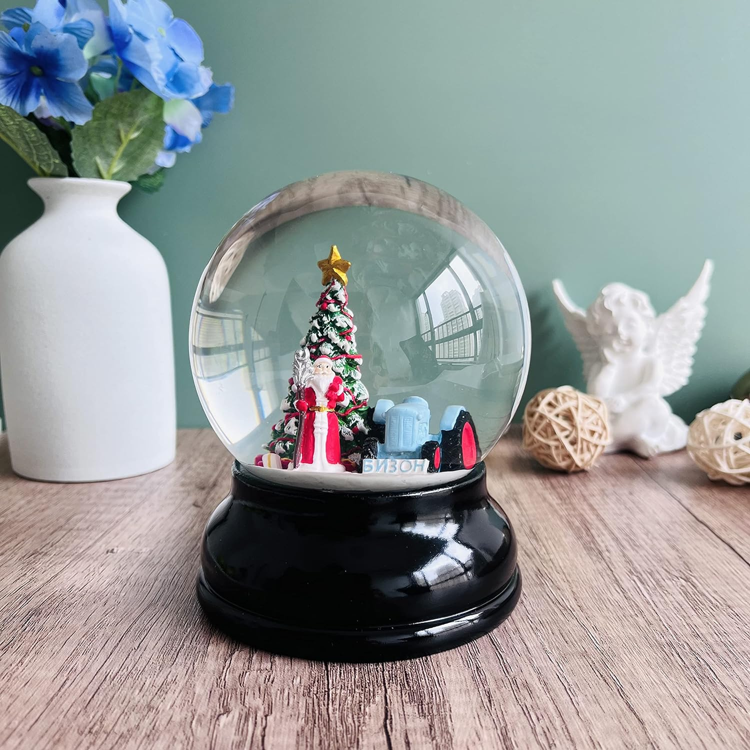 Clear DIY Empty Snow Globe Kit Glass Water Globe Jar with Resin Base -3.9 Inch Diameter image number 1