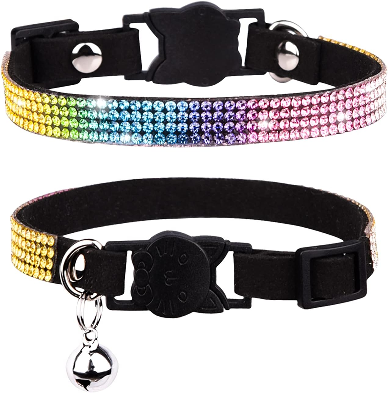 Cat Collar Breakaway Bling Diamond Rhinestone with Bell Adjustable for Cats and Kitten Girl Boy (Purple)