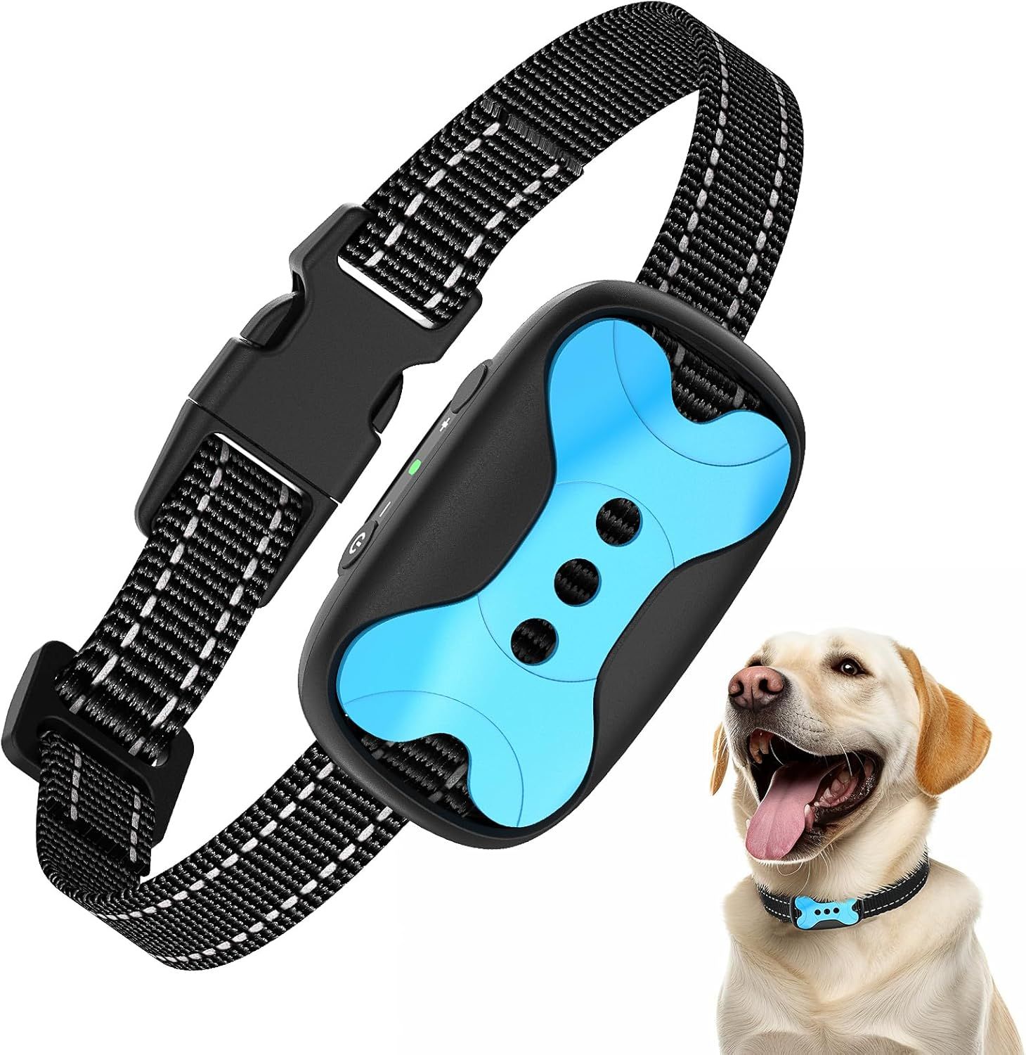 Dog Bark Collar - Rechargeable Smart anti Barking Collar for Dogs - Waterproof No Shock Bark Collar for Small/Medium/Large Dogs - anti Bark Collar for Dogs with 5 Sensitivity Levels (Blue) image number 3