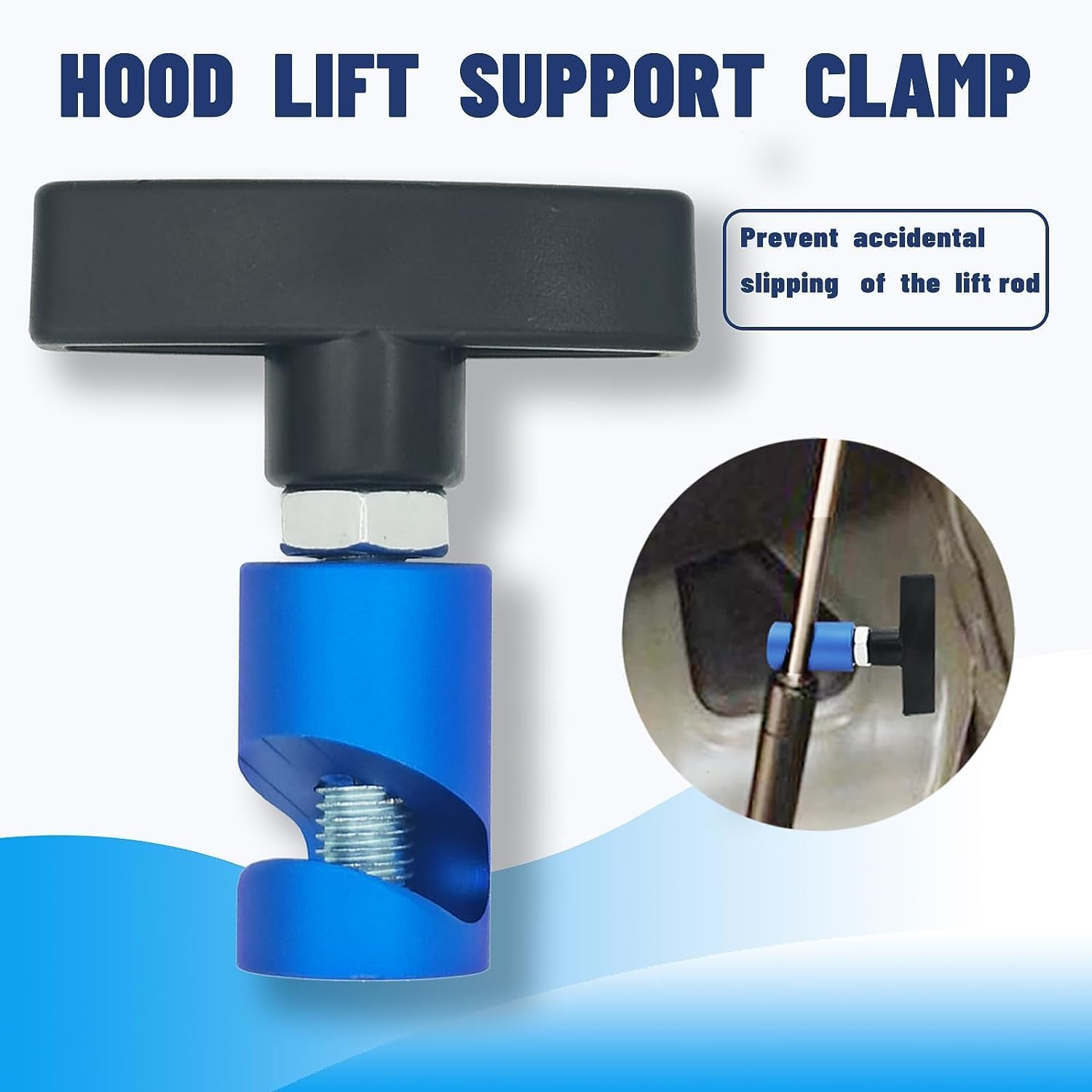 2 Pcs Car Hood Strut Clamp, High-Quality Aluminum Alloy Hood Lift Support Clamps with Brass Core Protection, Hood Stay Holder Hood Prop Lift Rod Piston Stop Tool, Gas Struts Tool image number 1