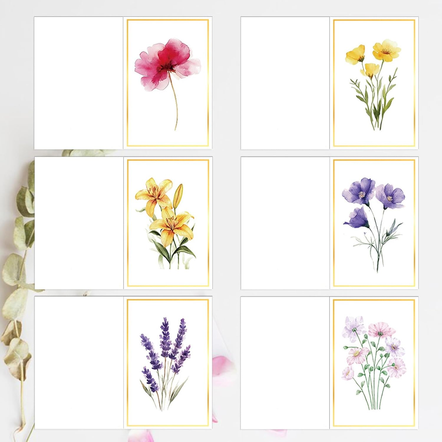 Blank Cards, 72 Pack Blank Greeting Cards & Envelops & Stickers Set, Elegant Floral Design Gold Foil Blank Note Cards, Perfect Stationary Note Cards Set for All Occasions(24Cards+24Envelops+24Stickers) image number 1