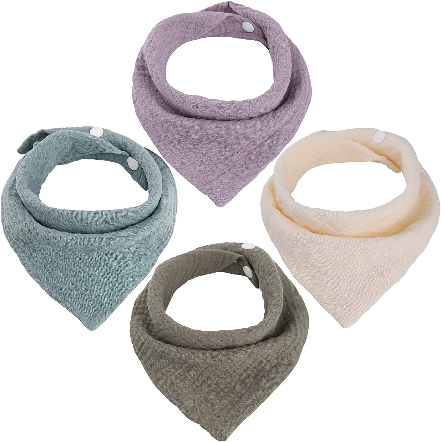 WD&CD Baby Bandana Drool Bib (4 Pack) Adjustable Absorbent Soft Snap Drool Bibs for Baby Girls and Boys-D image number 1