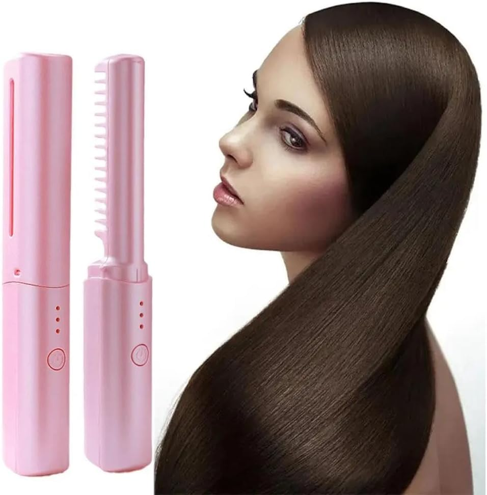 VENEKA 2In1 Wireless Professional Hair Straightener Curler Comb Fast Heating Negative Ion Straightening Curling Styling Tools-B image number 2