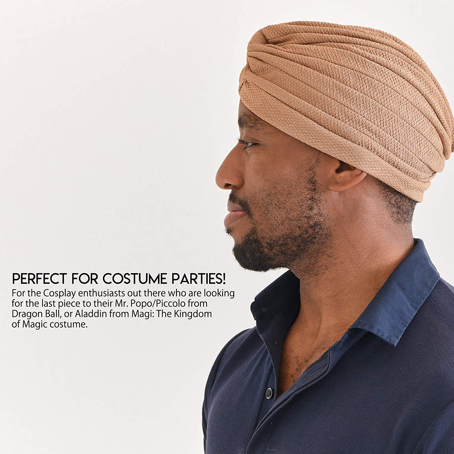 Womens Fortune Teller Fashion Turban - Boho Headwrap Festival Indian Costume - Beige image number 6