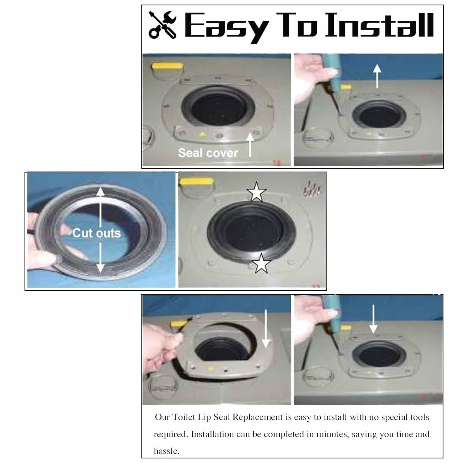 FUSCH Toilet Lip Seal Replacement Fits for Thetford Toilet Cassette Tank C2 C3 C4 Caravan Motorhome after 14.06.2000, Replace#:23721 33361 image number 5