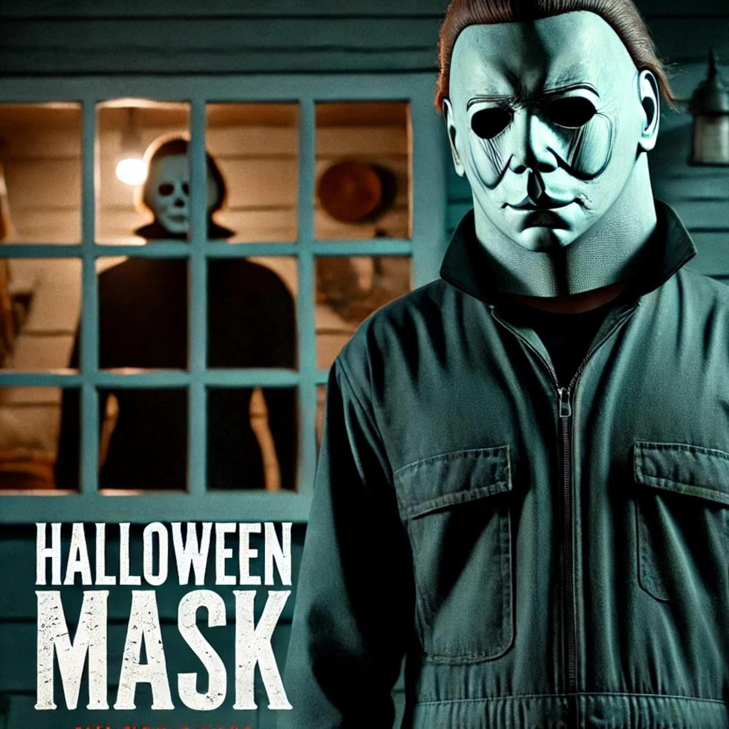 Halloween Michael Myers Mask for Adults Scary White Mask Original Michael Myers Face - Full Head Mask with Hair Cosplay Costume Theme Party Latex Props - image number 1