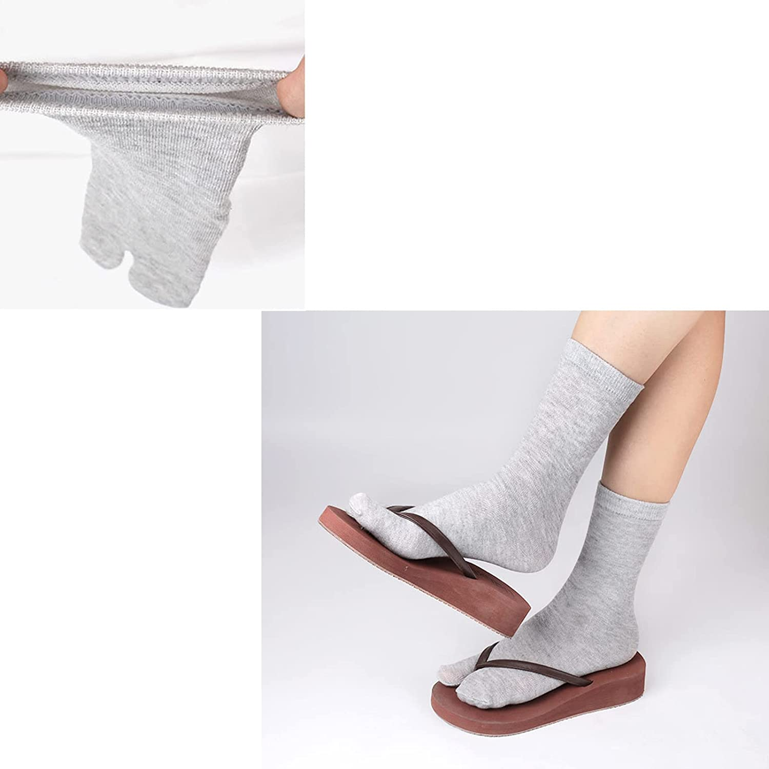 3PCS Split Toe Womens Tabi Socks Japanese Socks Split Toe Womens Flip Flop Socks for Men Women - 3Xblack image number 5