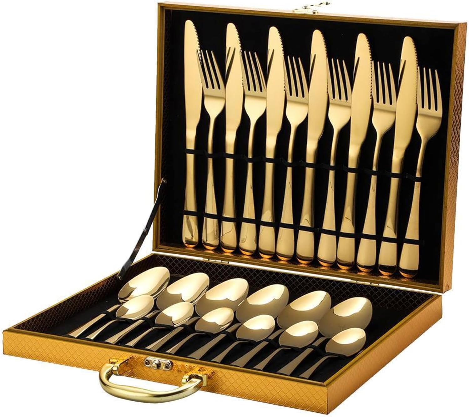 Harmony House Royal Luxurious 24 Piece Gold Stainless Steel Gold Cutlery Set image number 1