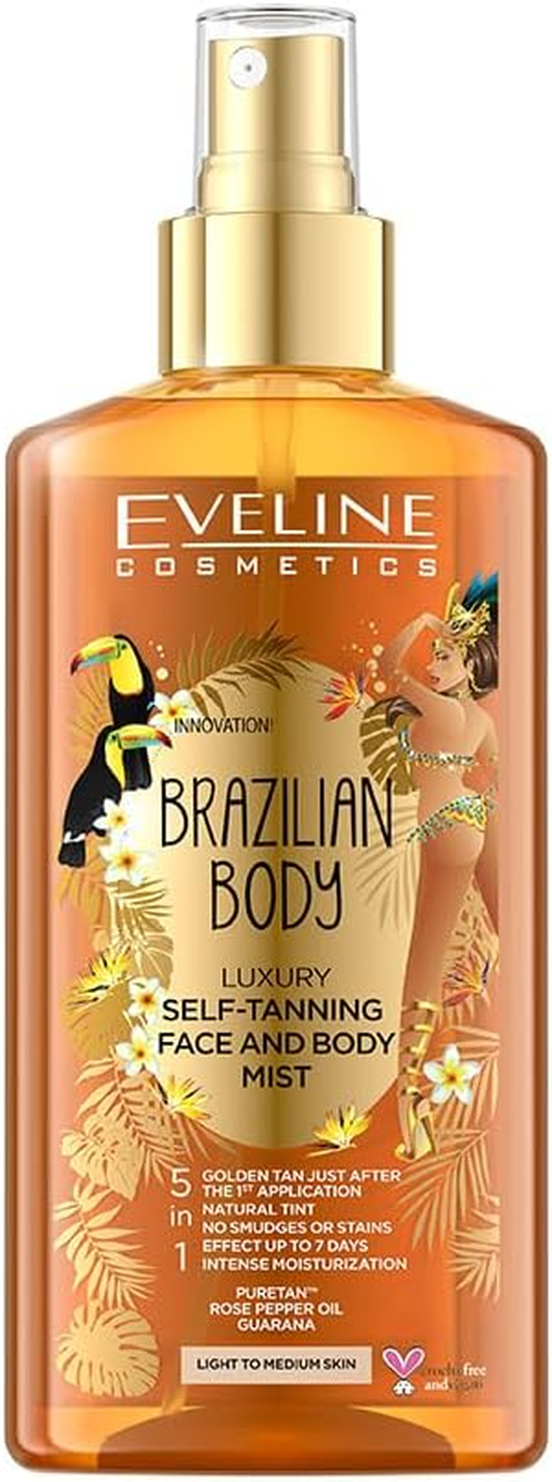 Eveline Cosmetics Brazilian Body Self-Tanning Drops with Intelligenttanformula - Natural Glow & Sun Protection