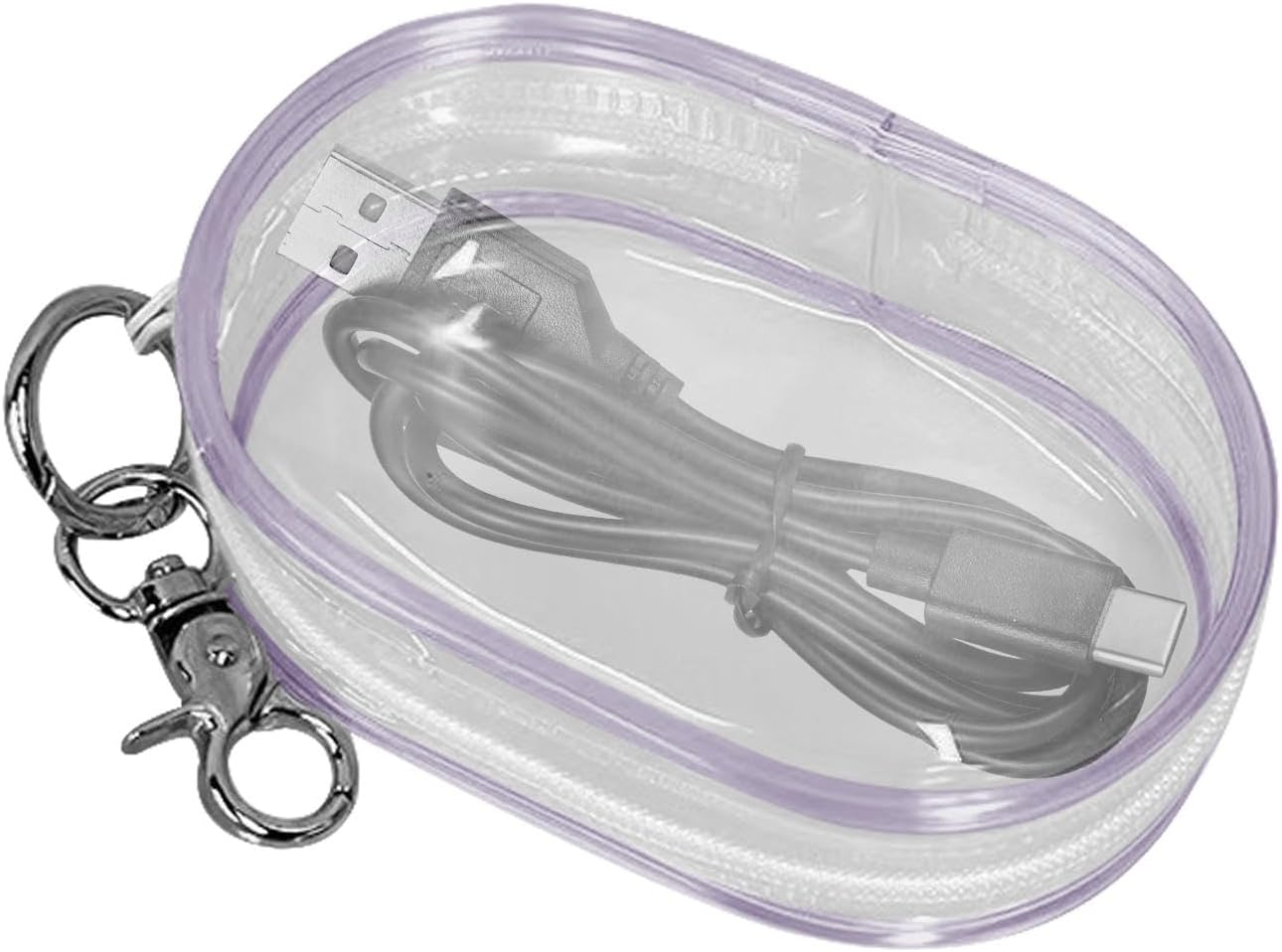 Transparent Cable Case, Clear Charging Cable Case,Clear Case | Mobile Phone Charger Storage Organizer,Compact Cable Tranpa Case, Purple, Riferimento Alla Descrizione, Please Refer to Description image number 2