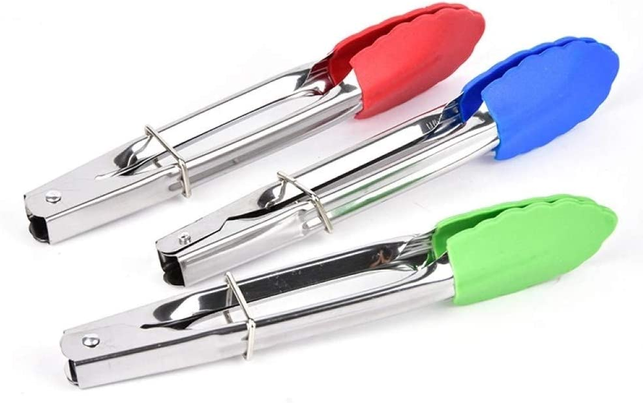 Kitchen Tongs - Stainless Steel with Silicone Tips - 18Cm - 3 Pack image number 4