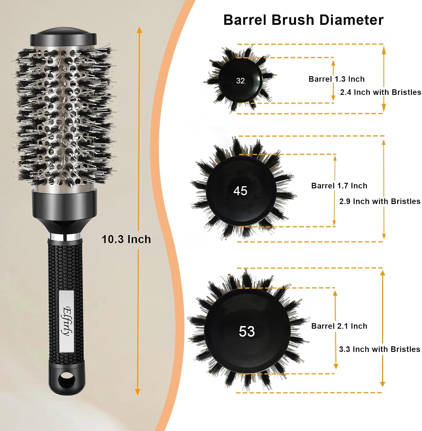 Round Brush for Blow Drying, Ceramic round Hair Brush for Blow Out with Boar Bristles, Ionic Tech, for Hair Curling, Styling, Adding Volume (3 Pack - Barrel 1.3 Inch, 1.7 Inch, 2.1 Inch) image number 4