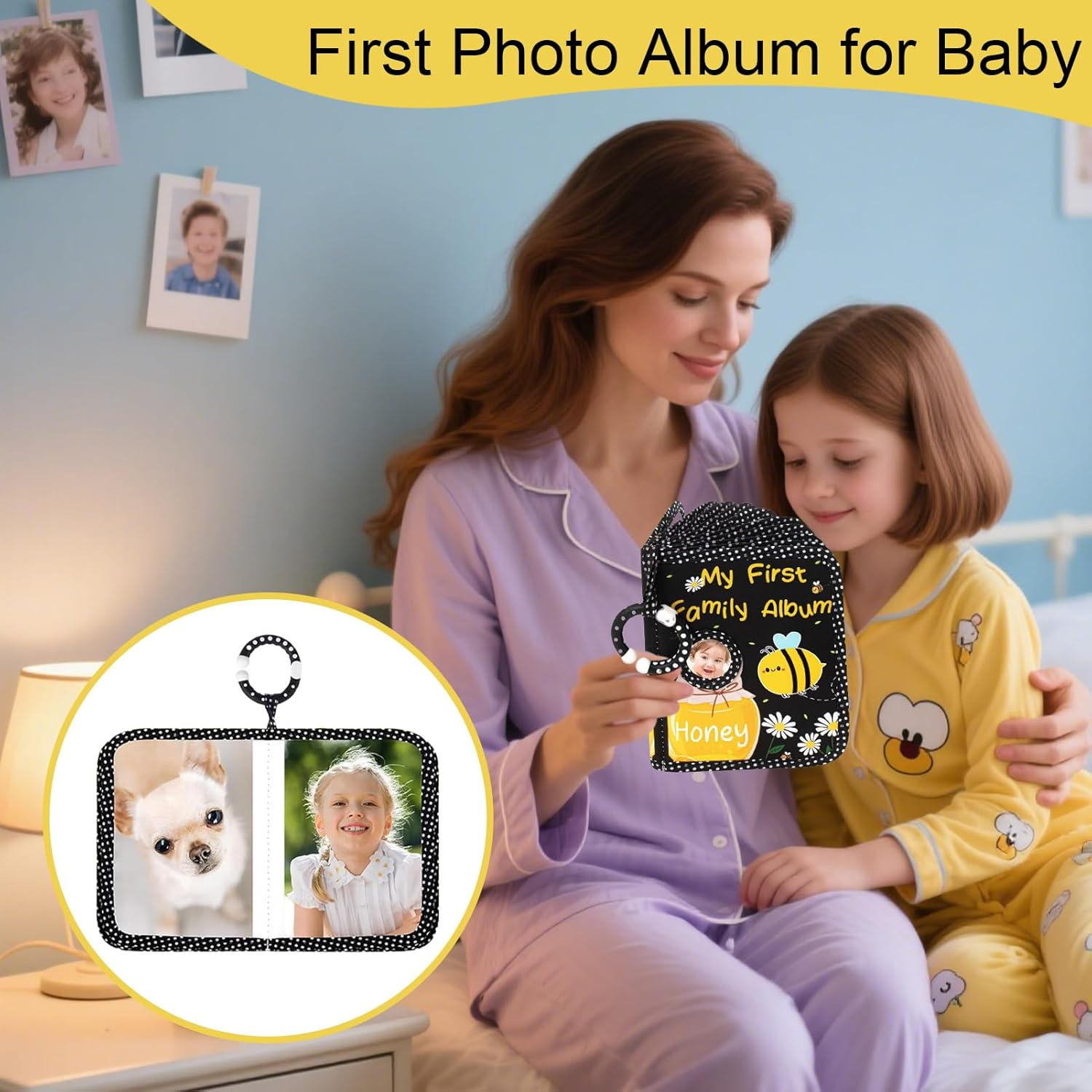 Baby Photo Albums,First Baby Album Photo Book - Hold 4X6 Pictures Soft Cloth Book with Safe Mirror, Mom Must Haves for Kids Toddler Family Memory Keepsake Wedding image number 5